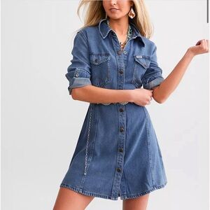 Wrangler Blue Denim Long Sleeve Shirt Dress